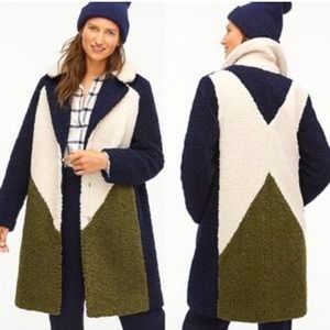 J.Crew Navy Ivory Olive Colorblock Sherpa worn once Small